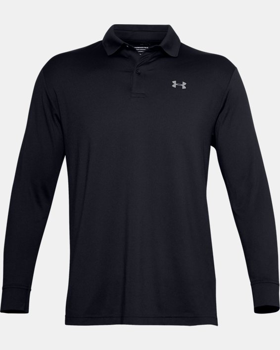 Men's UA Performance Textured Long Sleeve Polo, Black, pdpMainDesktop image number 5